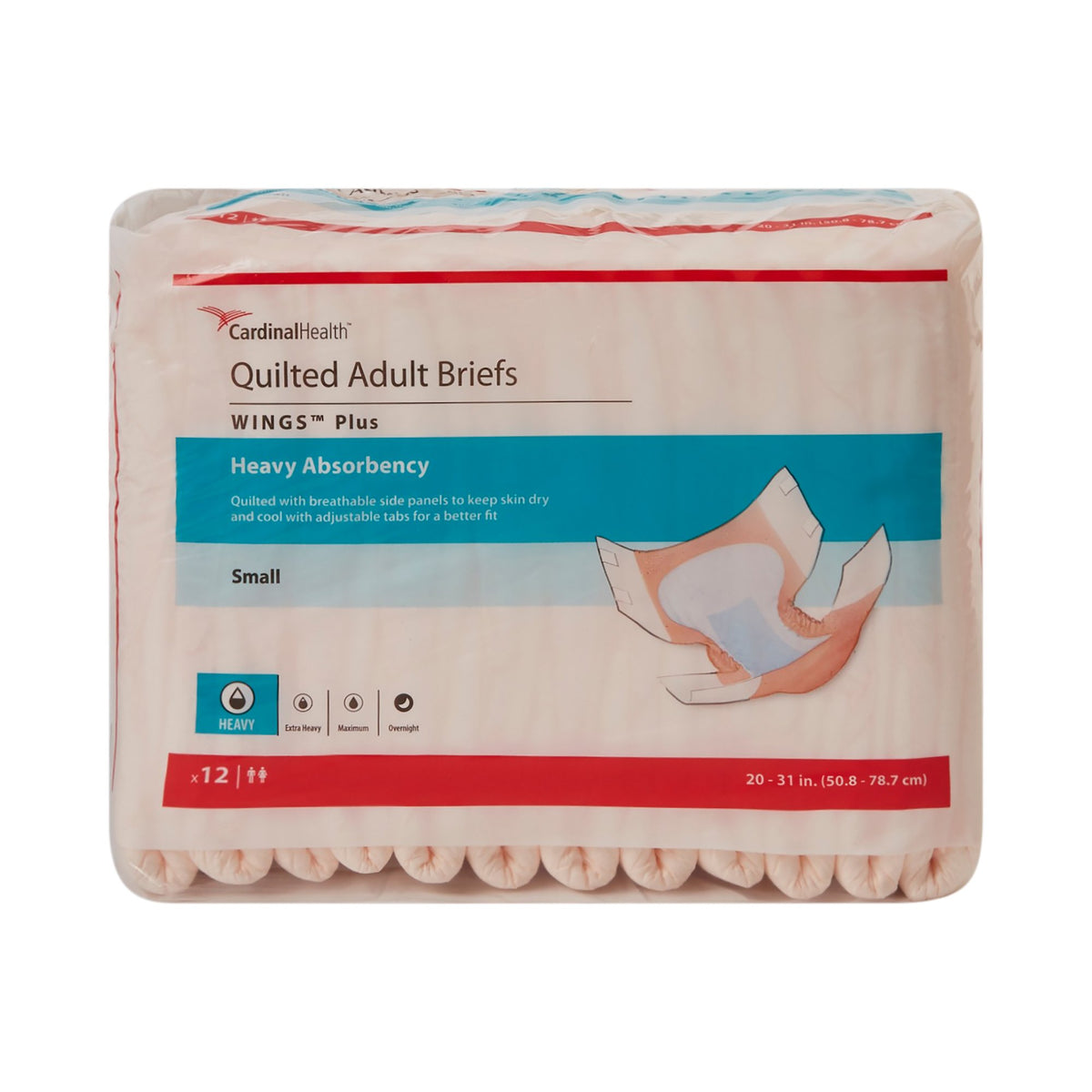 Wings™ Plus Heavy Absorbency Incontinence Brief, Small - Incontinence>Adult Briefs and Protective Undergarments - Cardinal