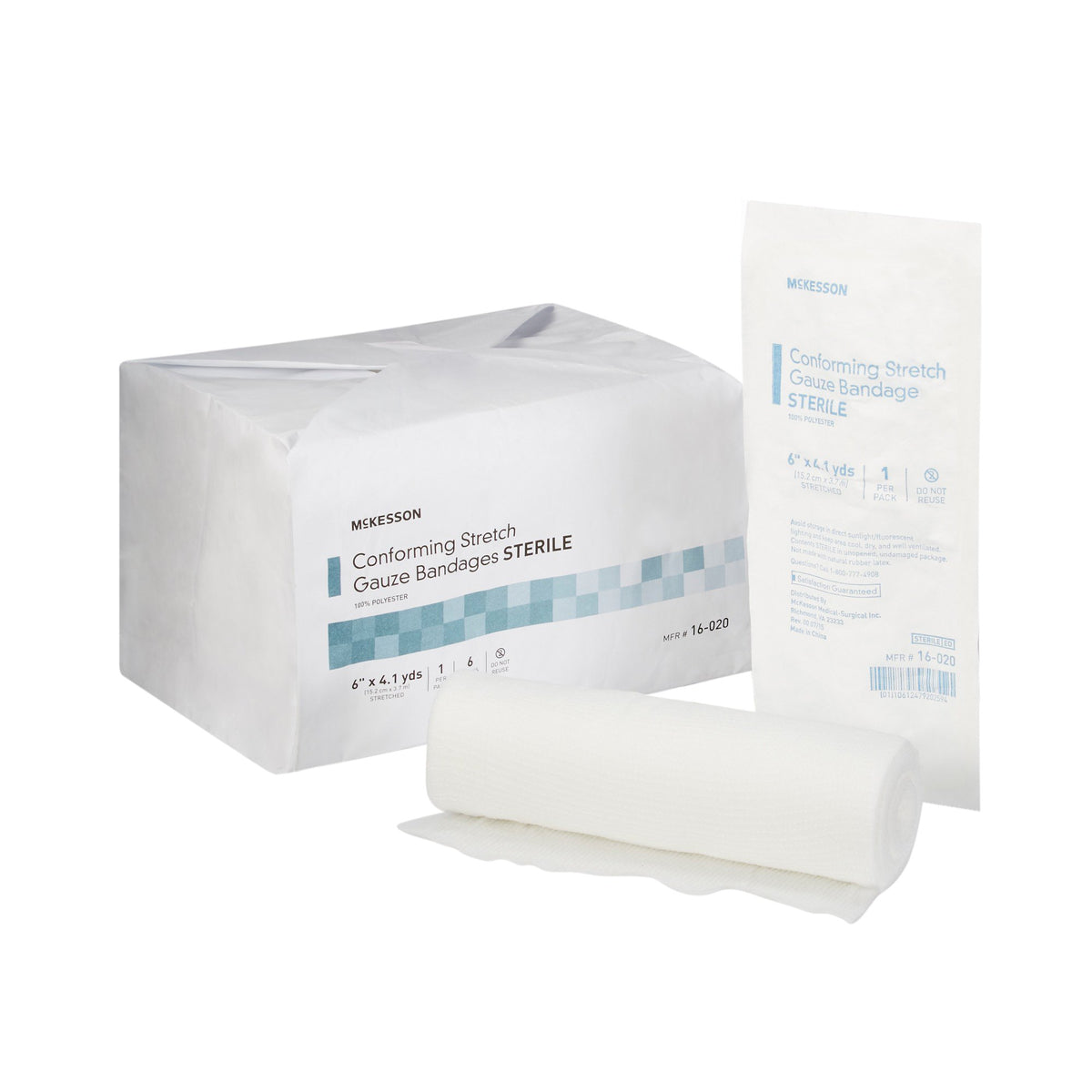 McKesson Sterile Conforming Bandage, 6 Inch x 4-1/10 Yard-Conforming Bandage McKesson 6 Inch X 4-1/10 Yard Sterile 1 per Pack