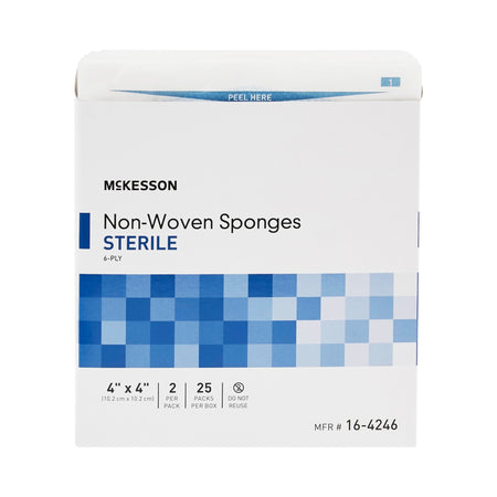 McKesson Sterile Nonwoven Sponge, 4 x 4 Inch, 6-Ply-Nonwoven Sponge McKesson 4 X 4 Inch 6-Ply Sterile 2 per Pack