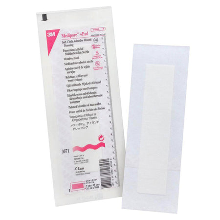 3M Medipore + Pad Soft Cloth Adhesive Dressing, 3 x 10 Inch-Composite Dressing 3M Medipore 3-1/2 X 10 Inch Rectangle Sterile Nonwoven Backing