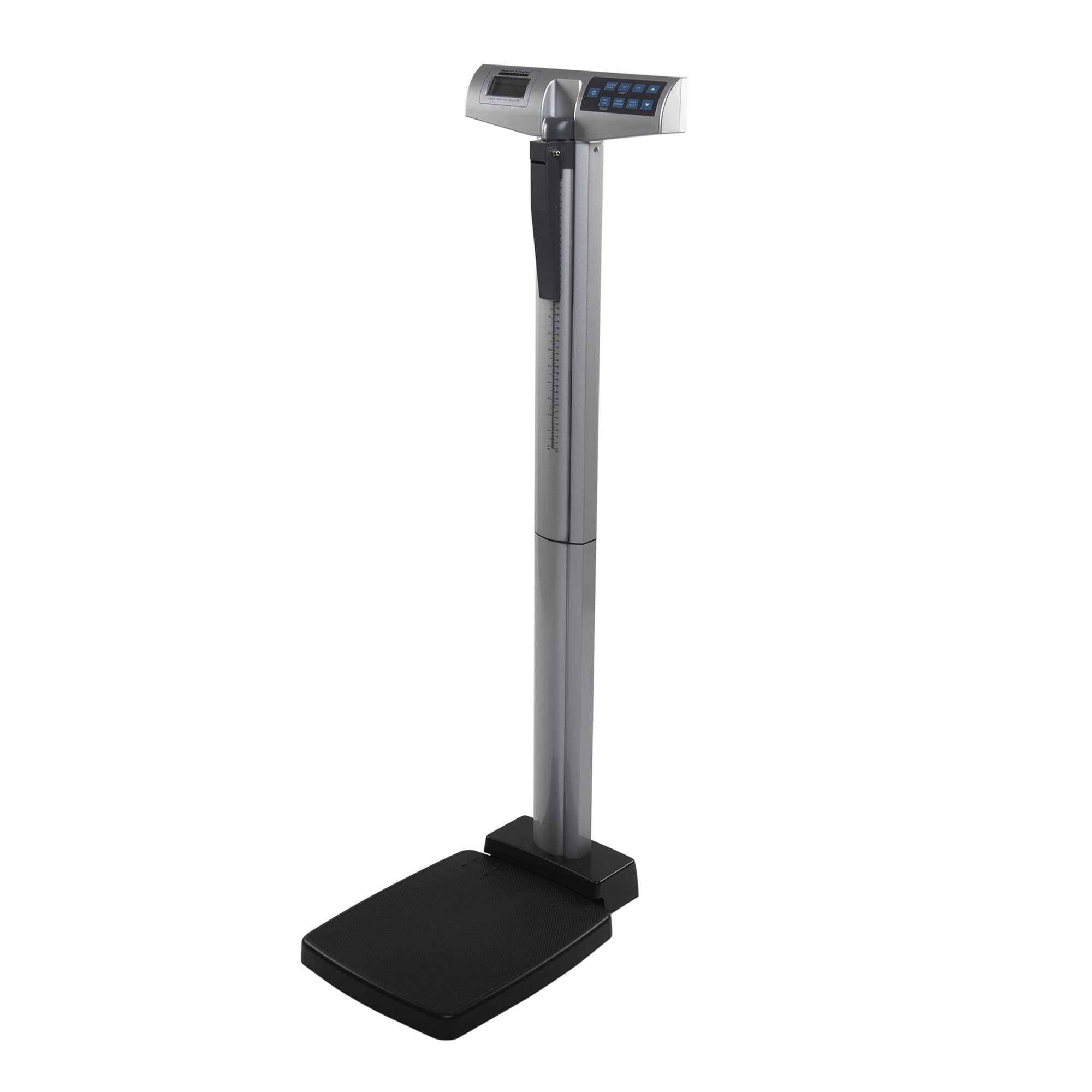 Health O Meter Digital Physicians Scale-Physician Scale with Height Rod Health O Meter Digital Display 660 lbs. / 300 kg Capacity Black / Gray AC Adapter / Battery Operated
