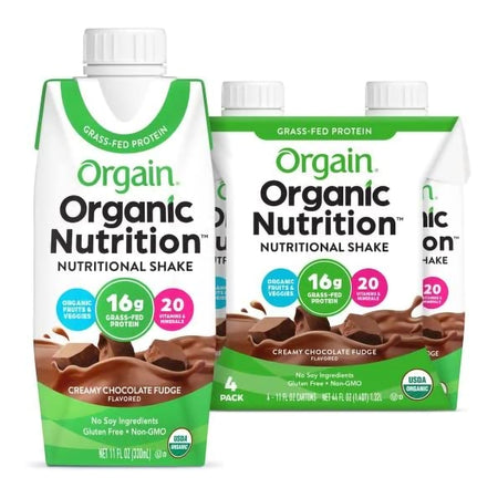 Orgain Organic Nutrition Chocolate Nutritional Shake, 11-ounce carton-Oral Supplement Orgain Organic Nutritional Shake Creamy Chocolate Fudge Flavor Liquid 11 oz. Carton