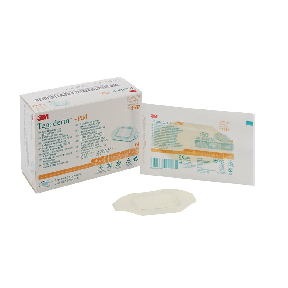 3M� Tegaderm� Film Dressing with Pad, 2 x 2-3/4 Inch-Transparent Film Dressing with Pad 3M� Tegaderm� 2 X 2-3/4 Inch Frame Style Delivery Rectangle Sterile