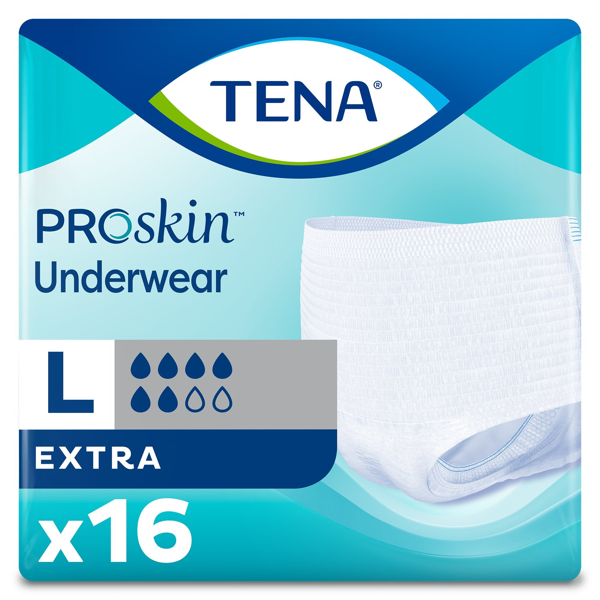 Tena ProSkin Extra Absorbent Underwear, Large-Unisex Adult Absorbent Underwear TENA ProSkin Extra Pull On with Tear Away Seams Large Disposable Moderate Absorbency