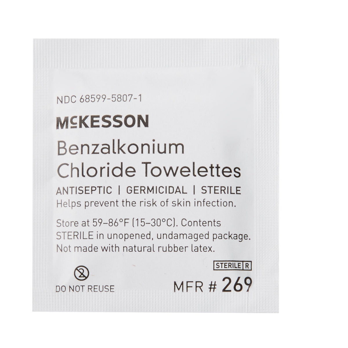 McKesson Benzalkonium Chloride Antiseptic Skin Wipes-Antiseptic Skin Towelette McKesson Individual Packet Unscented 100 Count