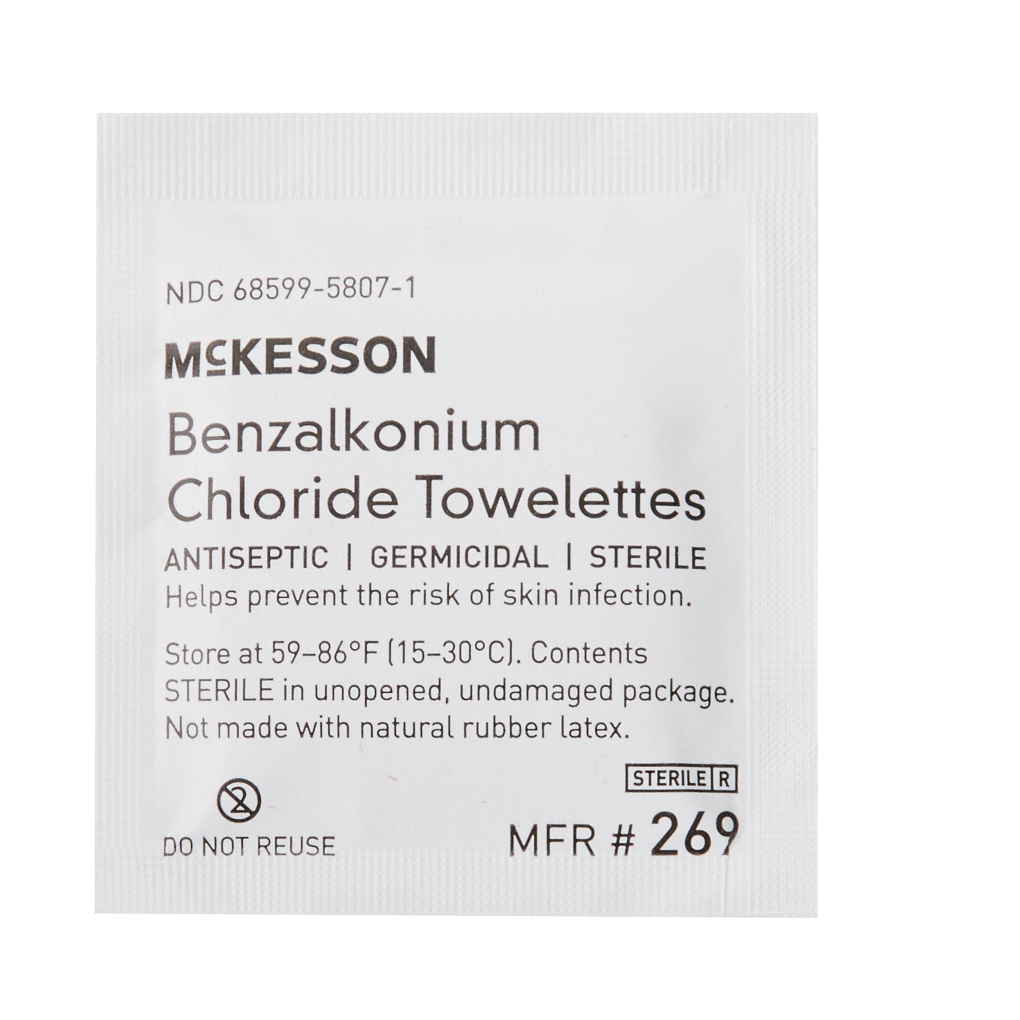 McKesson Benzalkonium Chloride Antiseptic Skin Wipes-Antiseptic Skin Towelette McKesson Individual Packet Unscented 100 Count