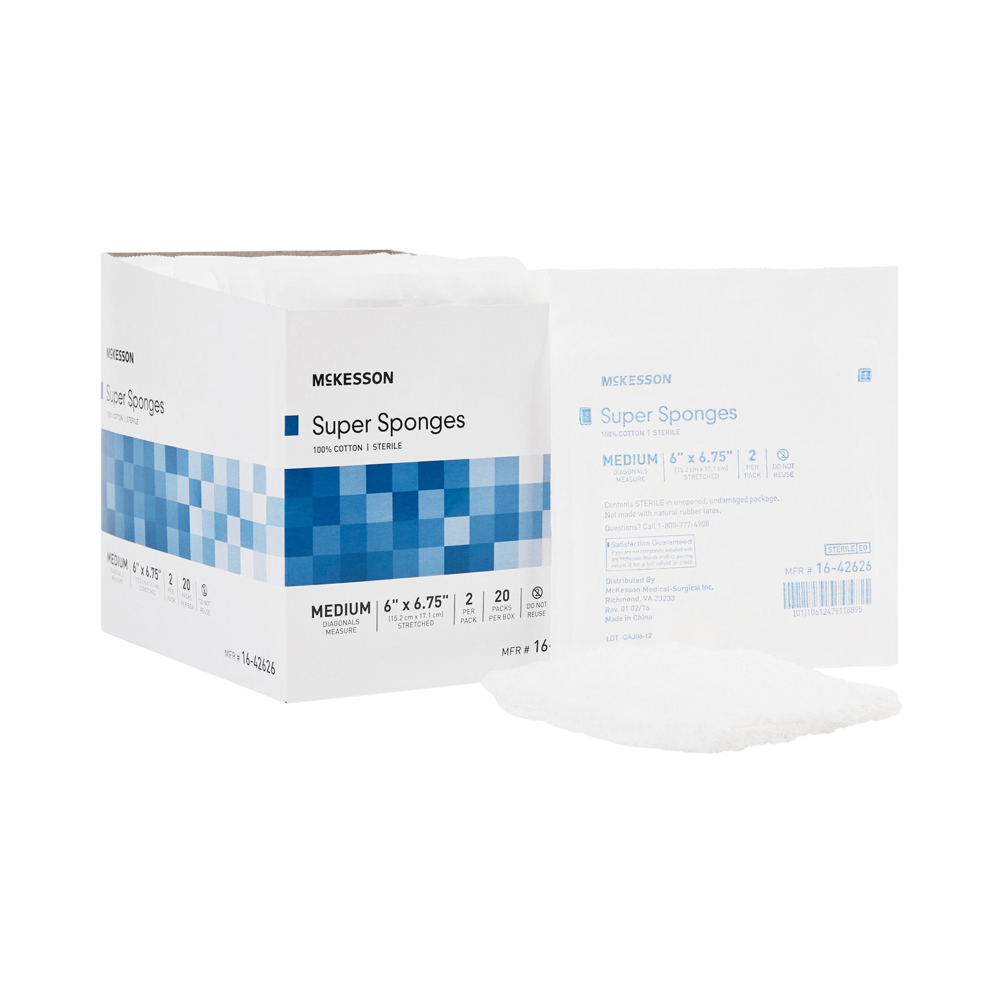 McKesson Sterile Fluff Dressing, 6 x 6-3/4 Inch-Fluff Dressing McKesson 6 X 6-3/4 Inch Sterile 2 per Pack