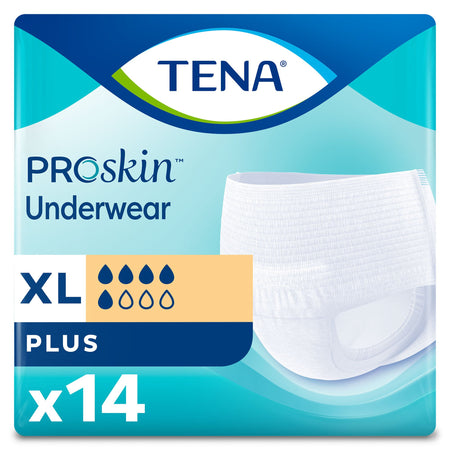 Tena ProSkin Plus Fully Breathable Absorbent Underwear, Extra Large-Unisex Adult Absorbent Underwear TENA ProSkin Plus Pull On with Tear Away Seams X-Large Disposable Moderate Absorbency