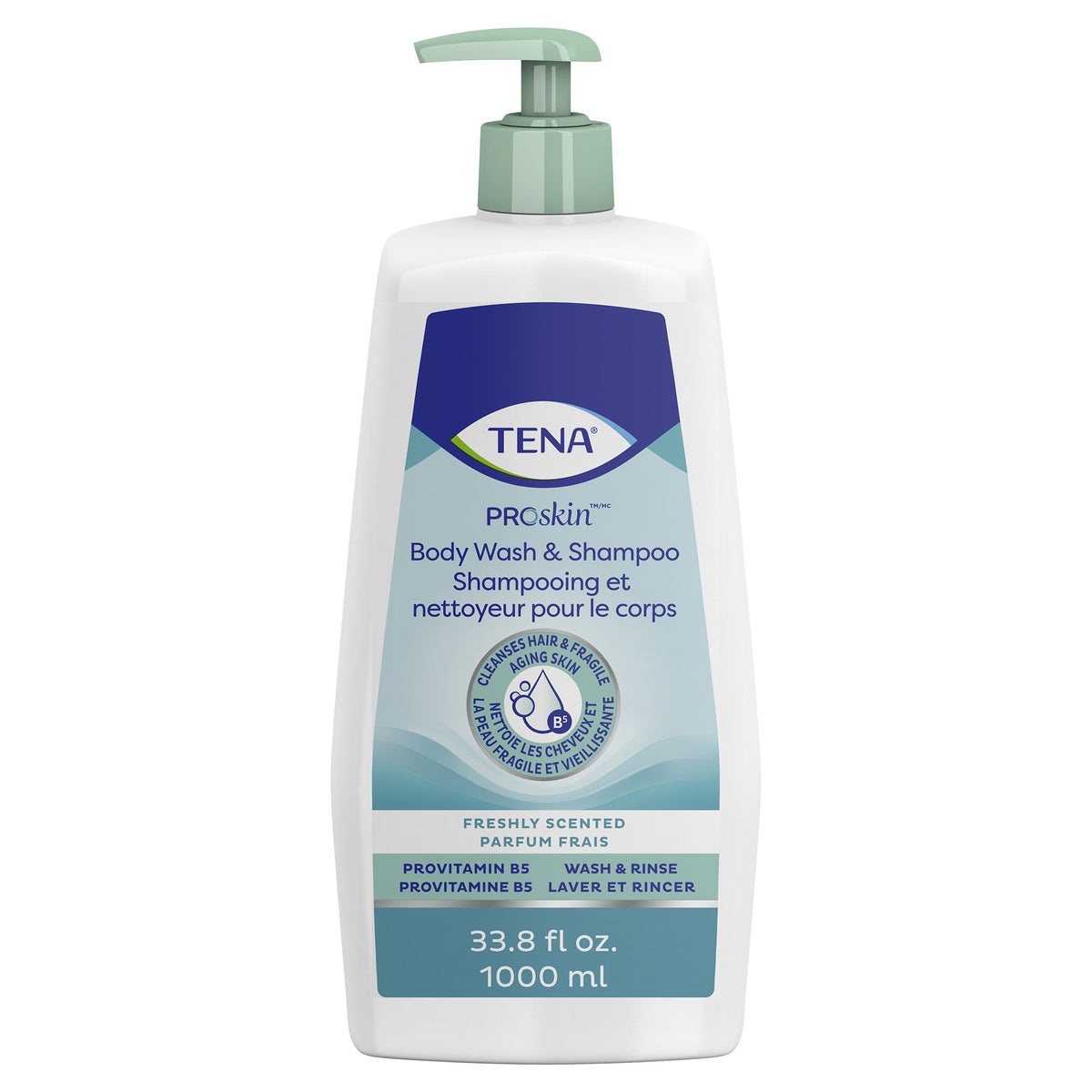 Tena Unscented Shampoo and Body Wash, Pump Bottle, 1,000 mL-Shampoo and Body Wash TENA ProSkin 33.8 oz. Pump Bottle Unscented