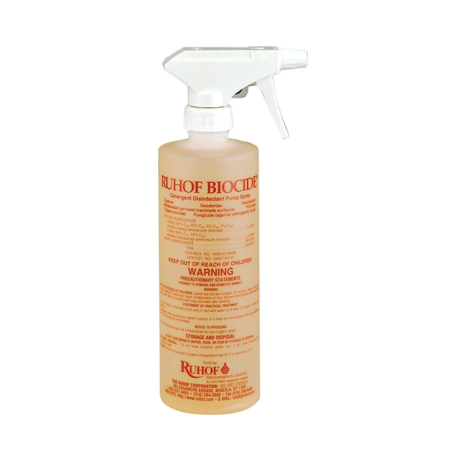 Ruhof Biocide Surface Disinfectant Cleaner-Ruhof Biocide Surface Disinfectant Cleaner Quaternary Based Pump Spray Liquid 16 oz. Bottle Mild Scent NonSterile