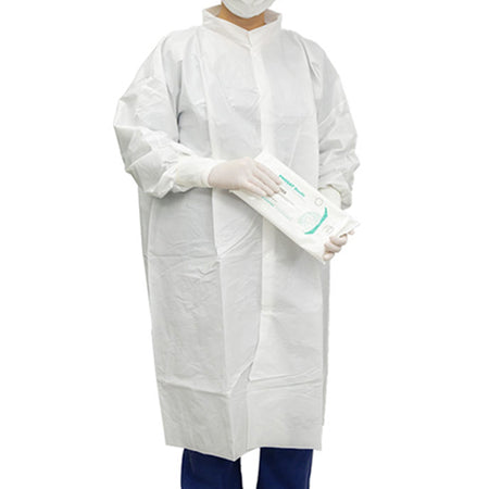 ContecCritiGear Cleanroom Frocks, X-Large-Cleanroom Lab Coat Contec CritiGear White X-Large Knee Length Microporous Fabric Disposable