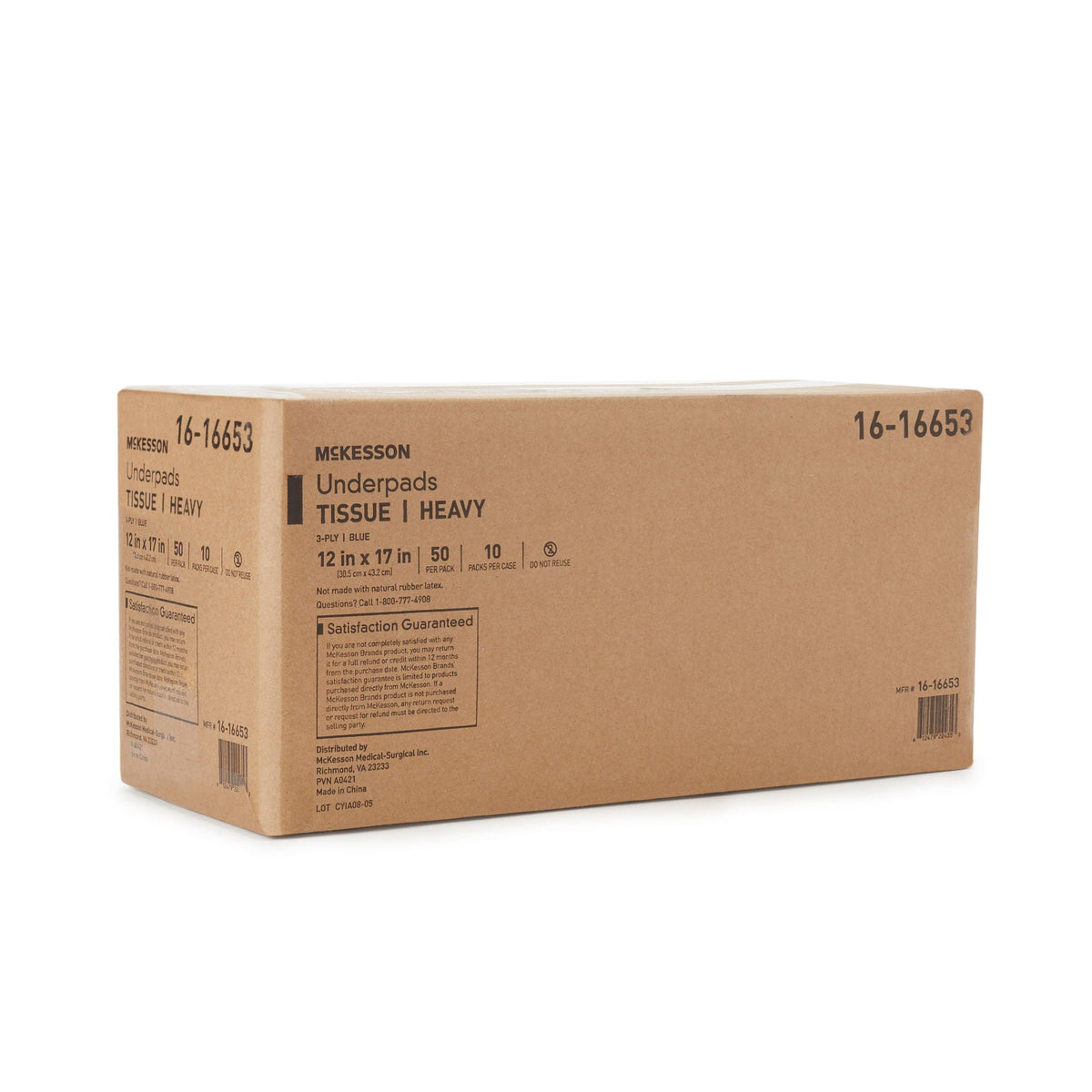 McKesson Blue Nonsterile Procedure Underpad, 12 x 17 Inch - Textiles>Procedure Towels - McKesson Brand