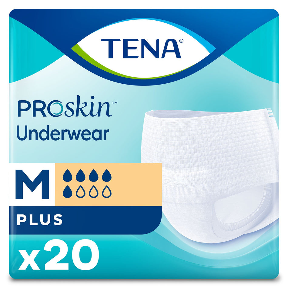 Tena ProSkin Plus Fully Breathable Absorbent Underwear, Medium-Unisex Adult Absorbent Underwear TENA ProSkin Plus Pull On with Tear Away Seams Medium Disposable Moderate Absorbency
