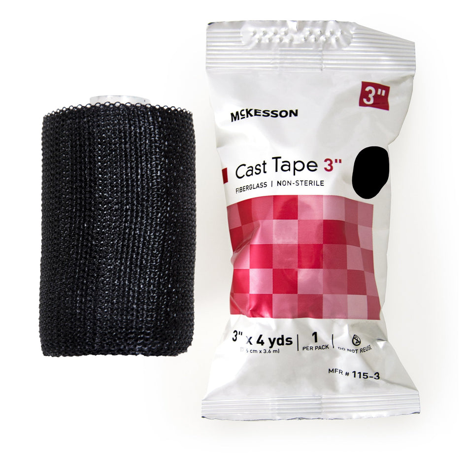 McKesson Black Cast Tape, 3 Inch x 4 Yard-Cast Tape McKesson 3 Inch X 12 Foot Fiberglass Black