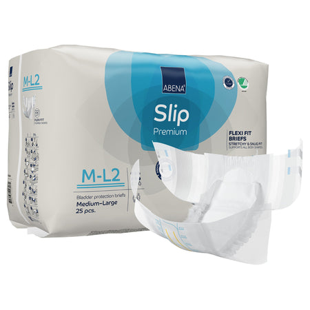 Abena Slip Premium Flexi Fit Incontinence Briefs, M-L2-Unisex Adult Incontinence Brief Abena Slip Flexi Fit Medium / Large Disposable Heavy Absorbency