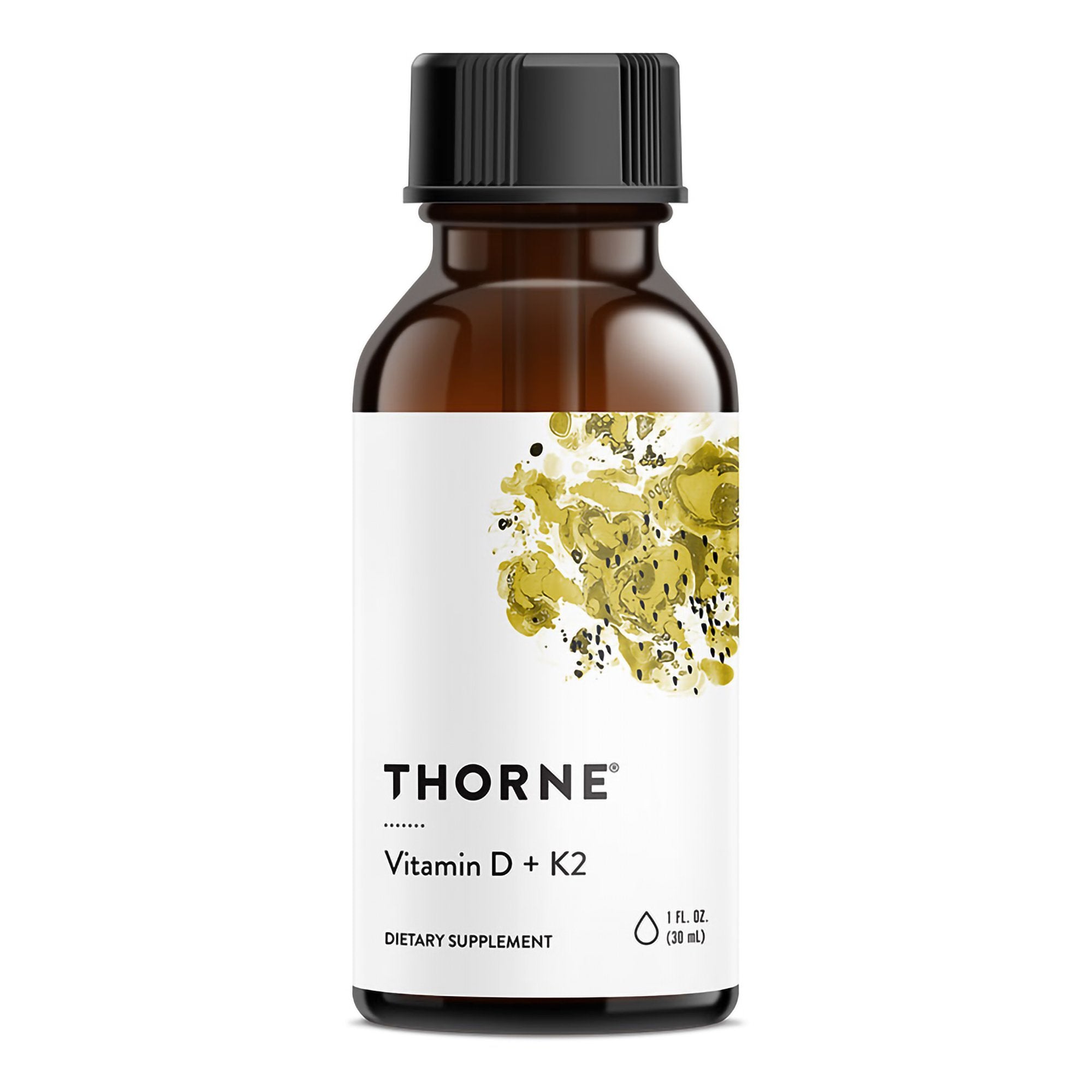 Thorne Vitamin D + K2 Dietary Supplement-"Vitamin Supplement THORNE Vitamin D + K2 Liquid Vitamin D3 / K2 (Menatetrenone 1,000 IU Strength Drops 1 oz."