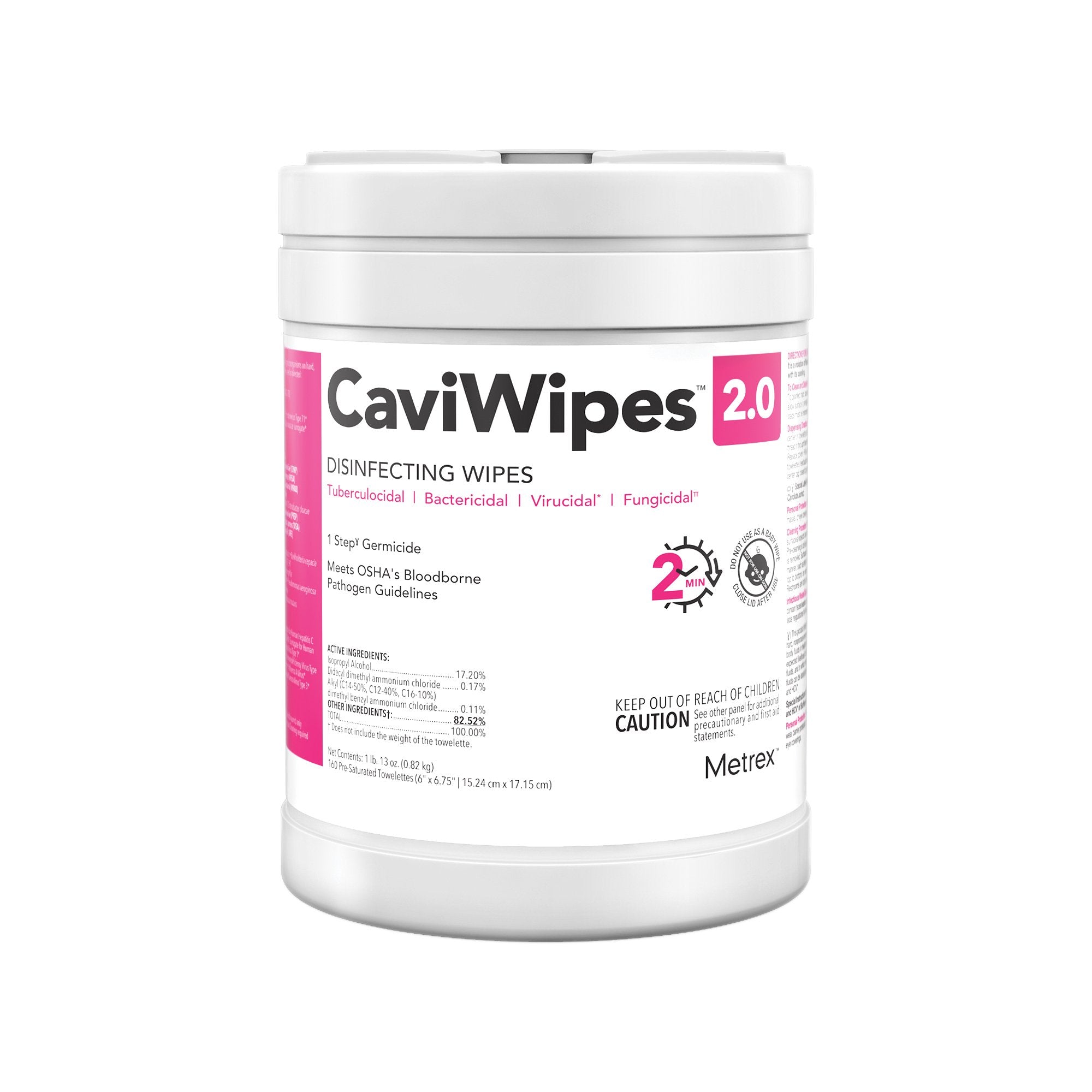 CaviWipes 2.0 Disinfecting Wipes, Extra Large, 65 ct.-CaviWipes 2.0 Surface Disinfectant Premoistened Manual Pull Wipe 65 Count Canister Alcohol Scent NonSterile