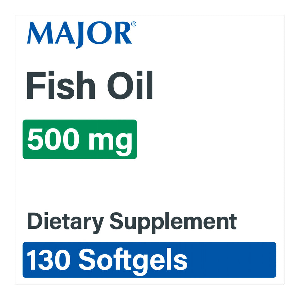 Major Omega 3 Supplement-Omega 3 Supplement Fish Oil 500 mg Strength Softgel 130 per Bottle