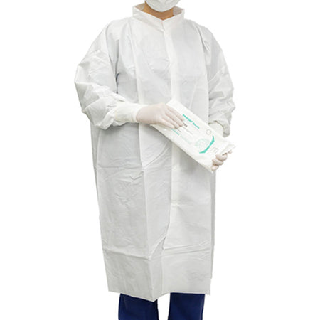 ContecCritiGear Cleanroom Frocks, X-Large-Cleanroom Lab Coat Contec CritiGear White X-Large Knee Length Microporous Fabric Disposable