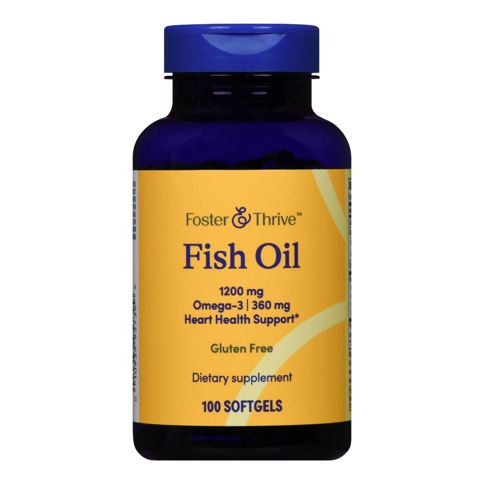 Foster & Thrive Fish Oil 1200 mg Softgels-"Omega 3 Supplement Foster & Thrive Fish Oil 1,200 mg Strength Softgel 100 per Bottle"