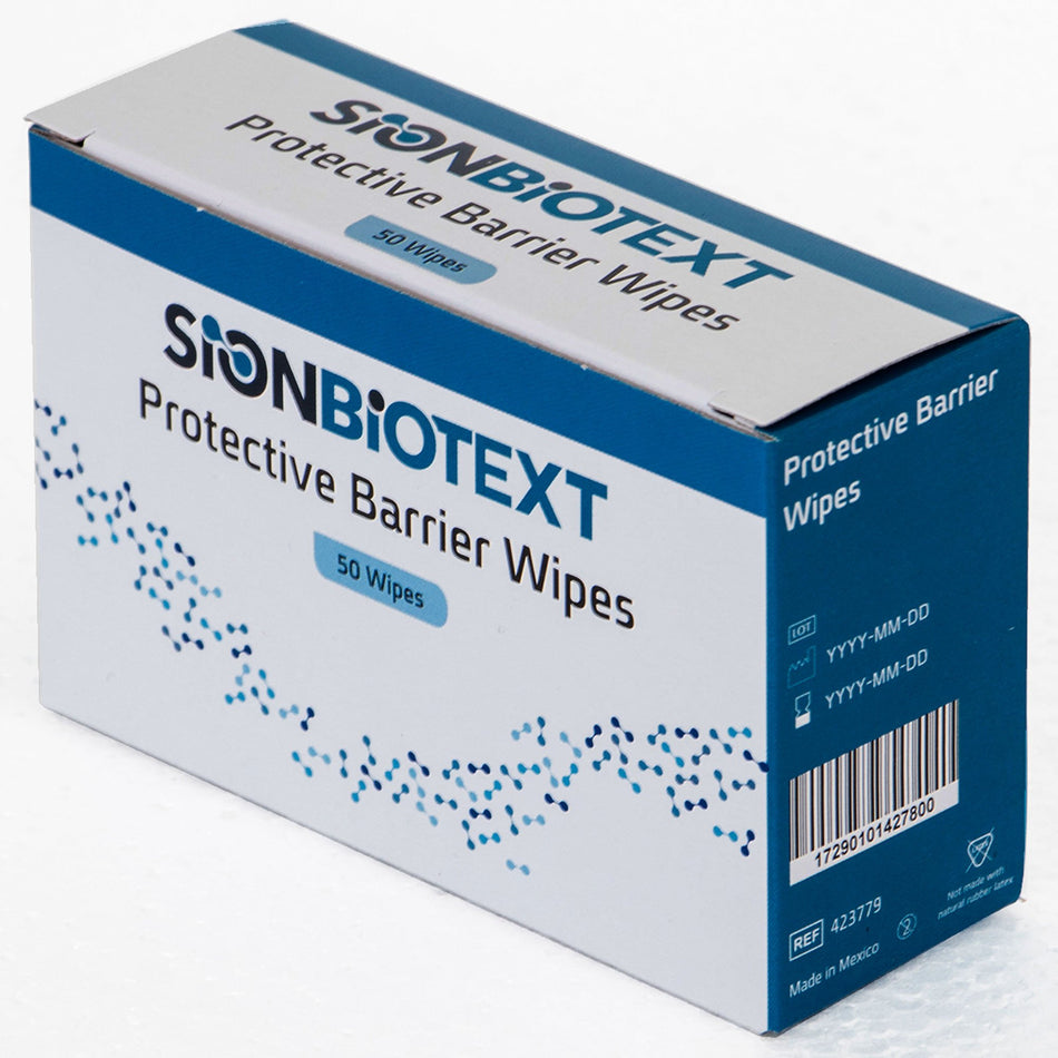 SionBiotext Protective Barrier Wipes, 50 ct.-"Skin Barrier Wipe SionBiotext Isopropyl Alcohol, Water, SD Ethanol -40, Vinyl Caprolactam/VP/Dimethylaminoethyl Methacrylate Copolymer Individual Packet NonSterile"