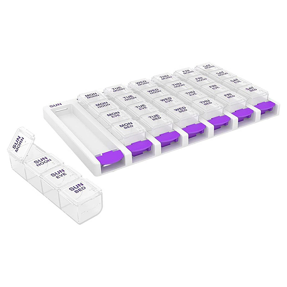 Ezy Dose Pop Out Push-Button Medtime Planner Pill Organizer-Pill Organizer Ezy Dose Pop Out Push-Button Medtime Planner 7 Day 4 Dose