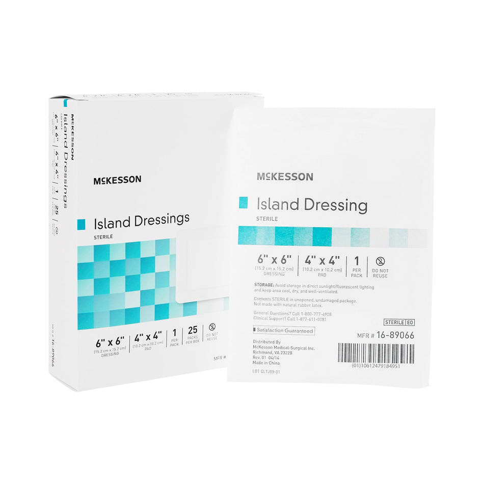 McKesson Adhesive Dressing, 6 x 6 Inch-Island Dressing McKesson 6 X 6 Inch Square Sterile