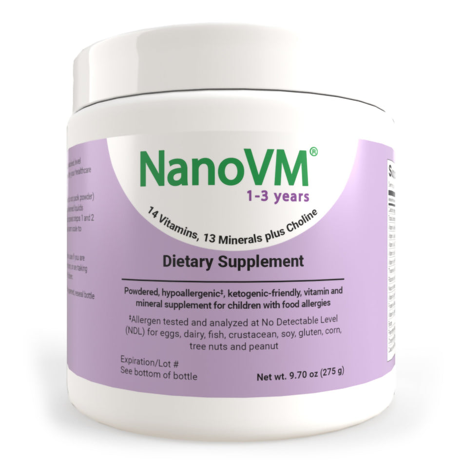 NanoVM� Dietary Supplement for 1 � 3 Years, 275-gram Jar-Pediatric Oral Supplement NanoVM� 1 - 3 Years Unflavored 275 Gram Jar Powder Vitamins / Minerals Food Allergies