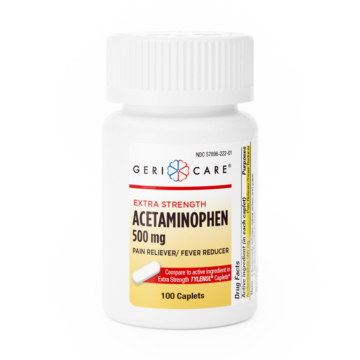 Geri-Care Acetaminophen Pain Relief-Pain Relief Geri-Care 500 mg Strength Acetaminophen Caplet 100 per Bottle