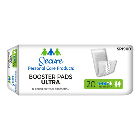Secure Booster Pad Ultra Moderate Extra Incontinence Booster Pad, 13-Inch Length-Booster Pad Secure Booster Pad Ultra 13 Inch Length Heavy Absorbency SecureLoc Core One Size Fits Most