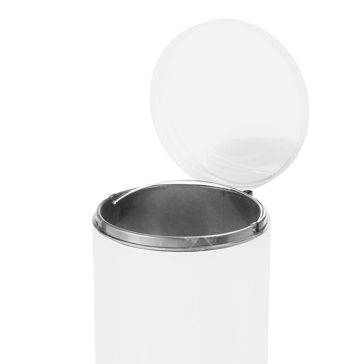 McKesson Trash Can with Plastic Liner, Step-on, Round Steel, White Enamel Finish, 11.5" D x 24" H, 32 qt-Trash Can McKesson 32 Quart / 8 gal. White Steel Round