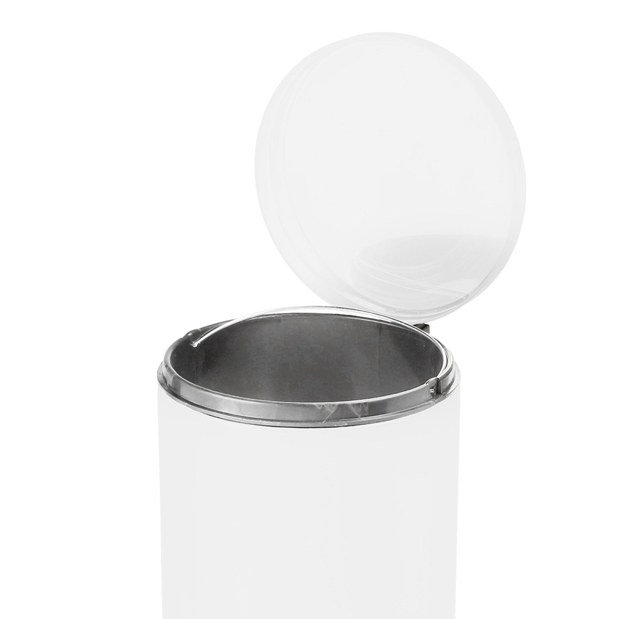 McKesson Trash Can with Plastic Liner, Step-on, Round Steel, White Enamel Finish, 11.5" D x 24" H, 32 qt-Trash Can McKesson 32 Quart / 8 gal. White Steel Round