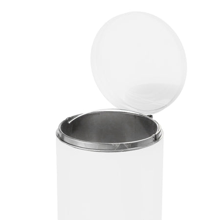 McKesson Trash Can with Plastic Liner, Step-on, Round Steel, White Enamel Finish, 11.5" D x 24" H, 32 qt-Trash Can McKesson 32 Quart / 8 gal. White Steel Round