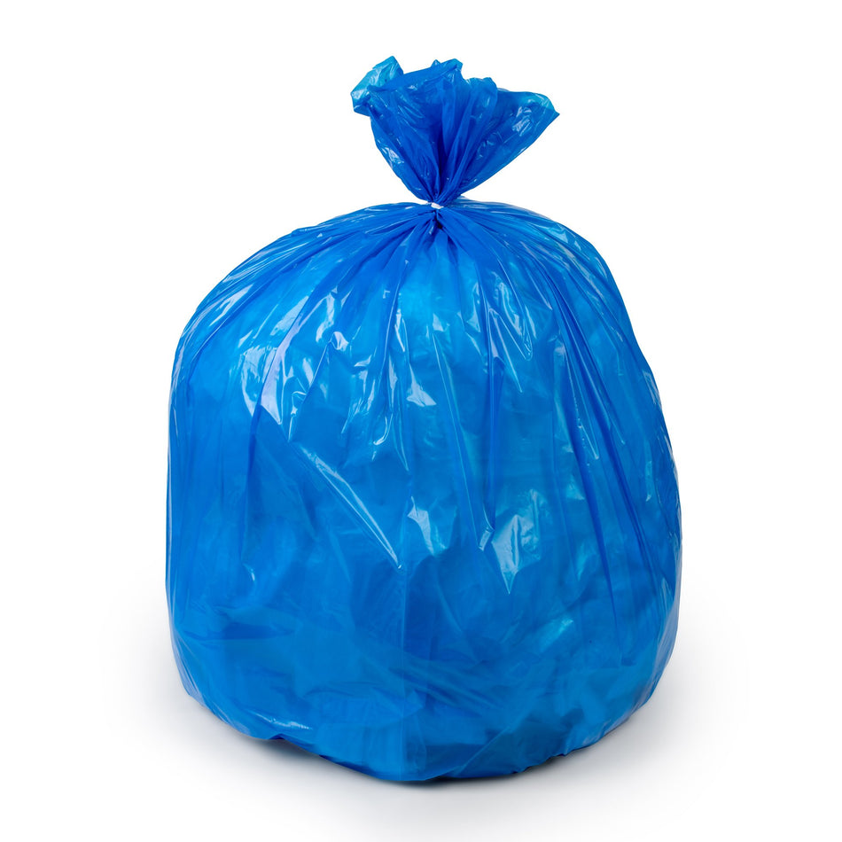 Colonial Bag Recycling Bags, Blue, 44 gal.-Recyclying Bag Colonial Bag 44 gal. Blue LLDPE 1.3 mil 38 X 48 Inch X-Seal Bottom Coreless Roll