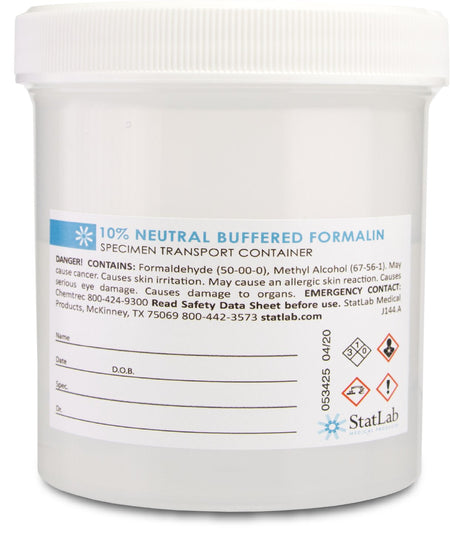 StatLab Medical Products Prefilled Formalin Container-Prefilled Formalin Container 250 mL Fill in 500 mL (16.9 oz.) Screw Cap Warning Label / Patient Information NonSterile