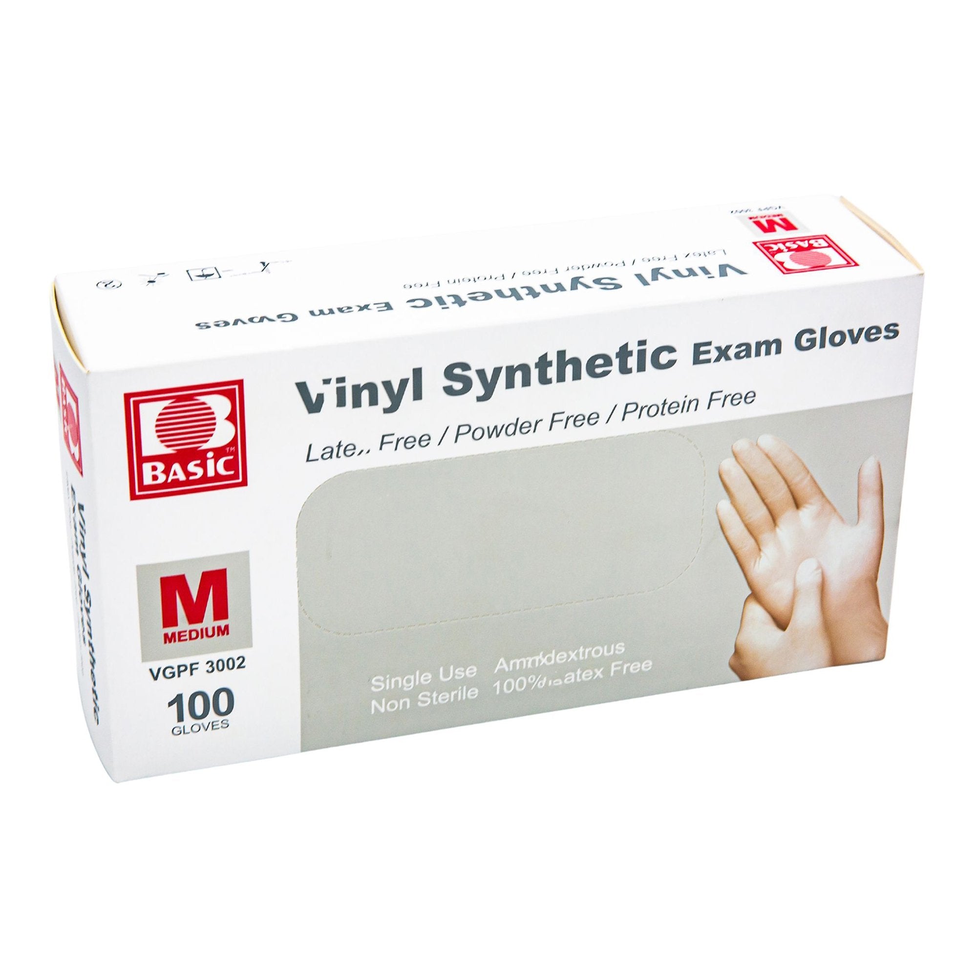 Basic Vinyl Exam Glove, Medium, White-Exam Glove Basic Medium NonSterile Vinyl Standard Cuff Length Smooth White Not Rated