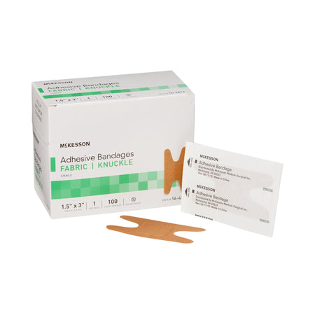 McKesson Knuckle Tan Adhesive Strip, 1-1/2 x 3 Inch-Adhesive Strip McKesson 1-1/2 X 3 Inch Fabric Knuckle Tan Sterile