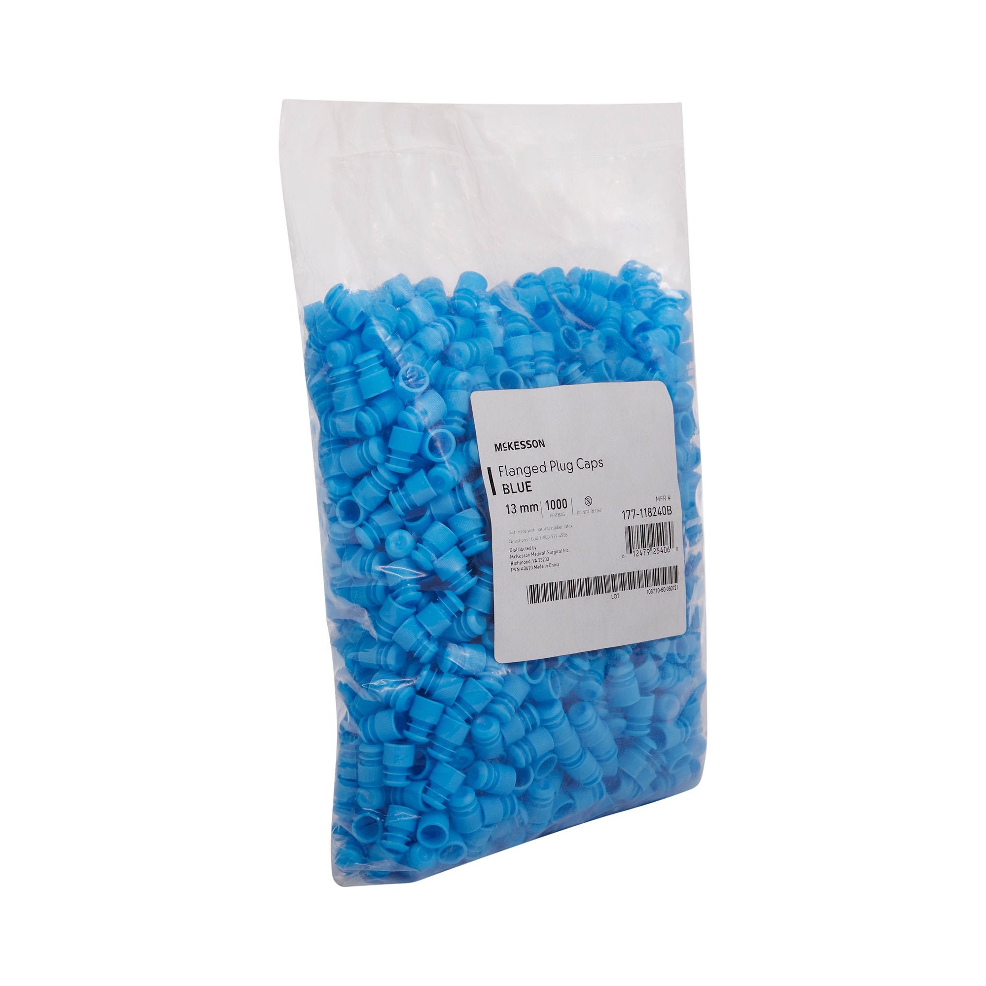 McKesson Tube Closure for use with 13 mm Blood Drawing Tubes, Glass Test Tubes, Plastic Culture Tubes-McKesson Tube Closure Polyethylene Flanged Plug Cap Blue 13 mm For Use with 13 mm Blood Drawing Tubes, Glass Test Tubes, Plastic Culture Tubes NonSterile