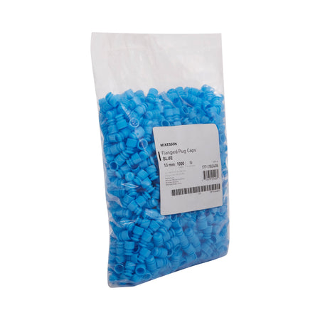 McKesson Tube Closure for use with 13 mm Blood Drawing Tubes, Glass Test Tubes, Plastic Culture Tubes-McKesson Tube Closure Polyethylene Flanged Plug Cap Blue 13 mm For Use with 13 mm Blood Drawing Tubes, Glass Test Tubes, Plastic Culture Tubes NonSterile