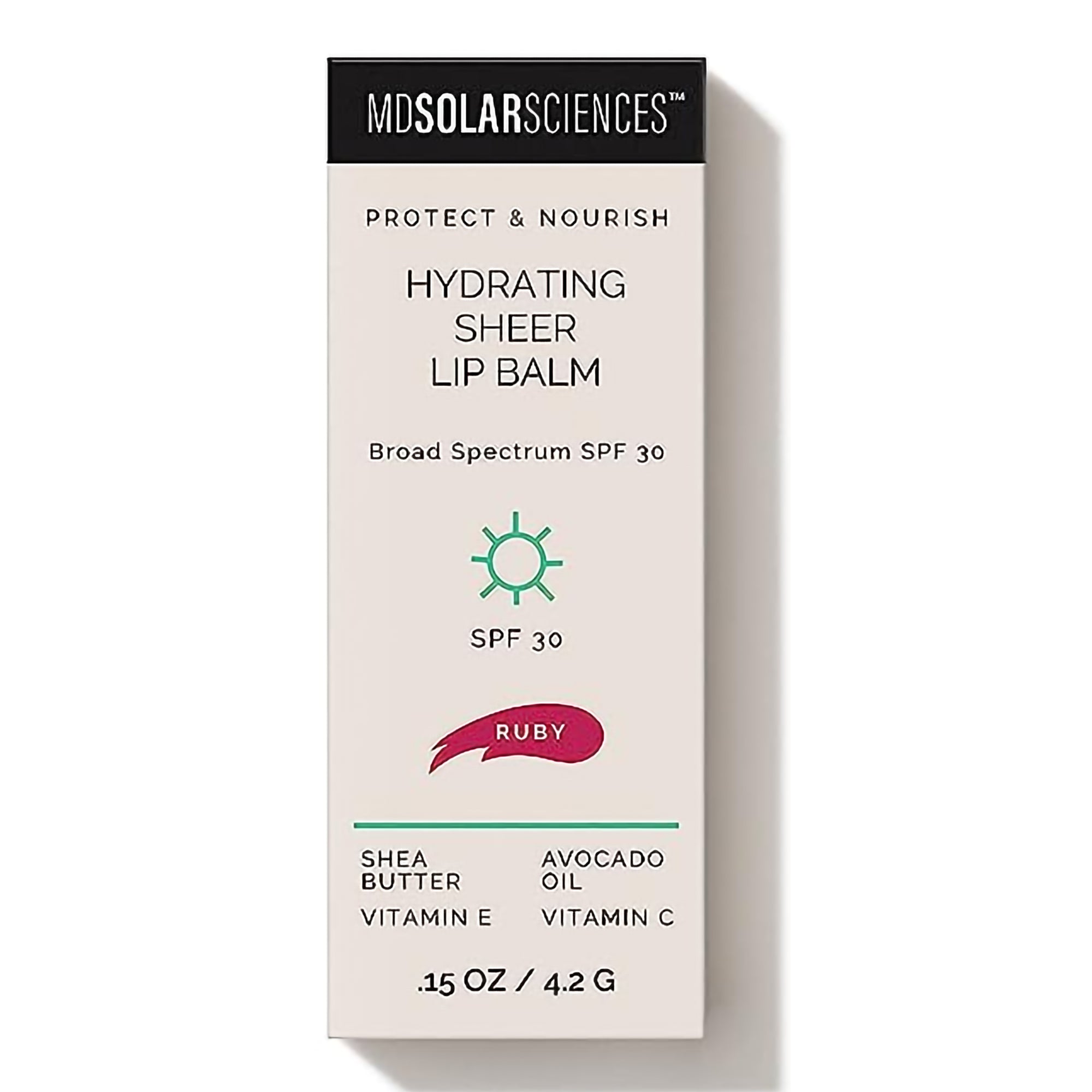 MDSolarSciences Hydrating Sheer Lip Balm, Ruby (Red)-Tinted Lip Balm with Sunscreen MDSolarsciences Hydrating Sheer SPF 30 0.15 oz. Tube