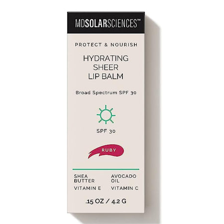 MDSolarSciences Hydrating Sheer Lip Balm, Ruby (Red)-Tinted Lip Balm with Sunscreen MDSolarsciences Hydrating Sheer SPF 30 0.15 oz. Tube
