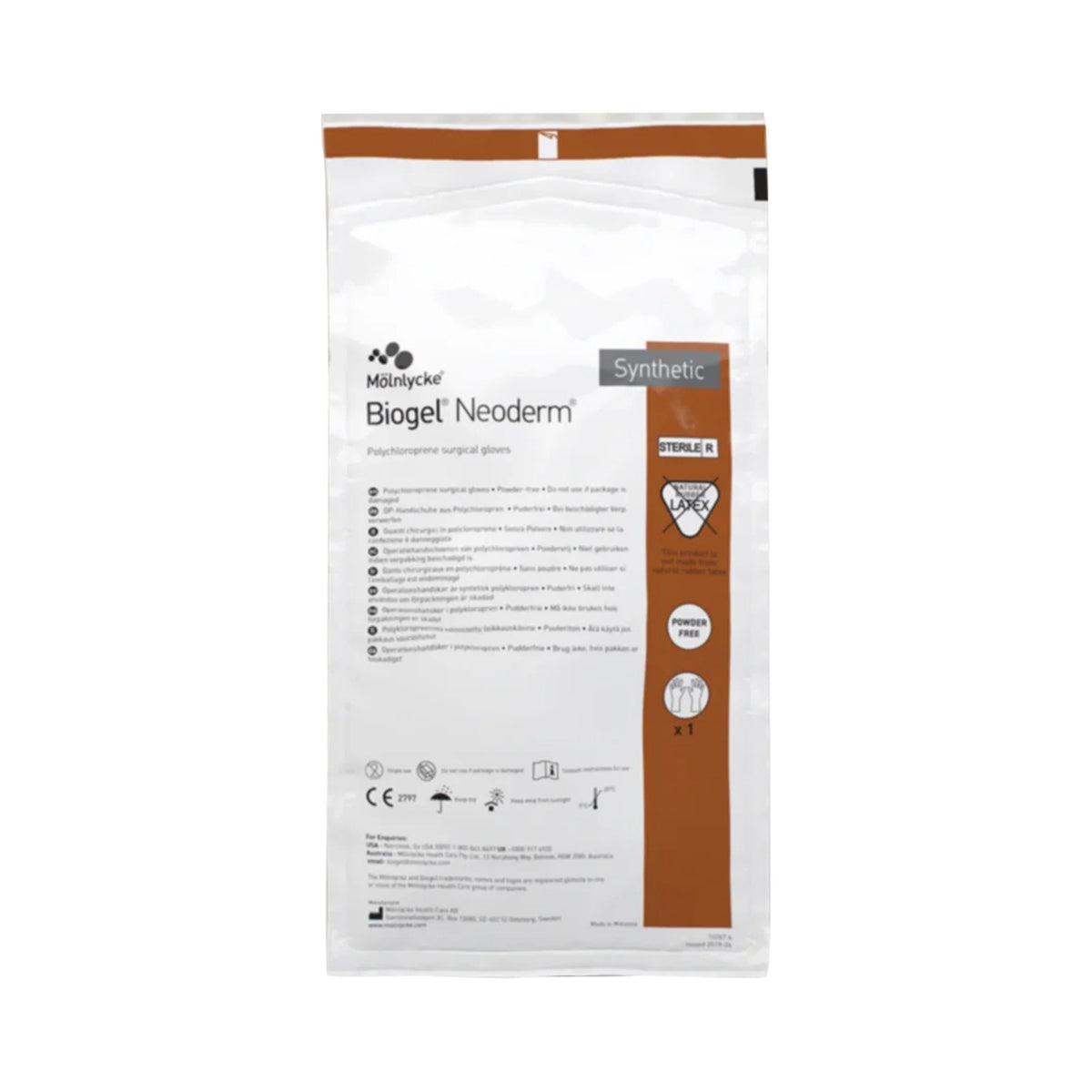Biogel NeoDerm Polychloroprene Surgical Glove, Size 8, Light Brown-Surgical Glove Biogel NeoDerm Size 8 Sterile Polyisoprene Standard Cuff Length Micro-Textured Light Brown Not Chemo Approved