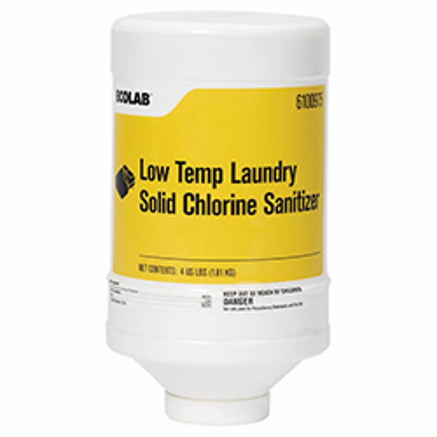Ecolab Low-Temp Laundry Solid Chlorine Sanitizer-Laundry Sanitizer Low-Temp 4 lbs. Dispenser Bottle Solid Chlorine Scent