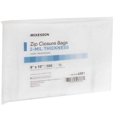 McKesson Zip Closure Bag, 8 X 10 Inches-Reclosable Bag McKesson 8 X 10 Inch Polyethylene Clear Zipper Closure