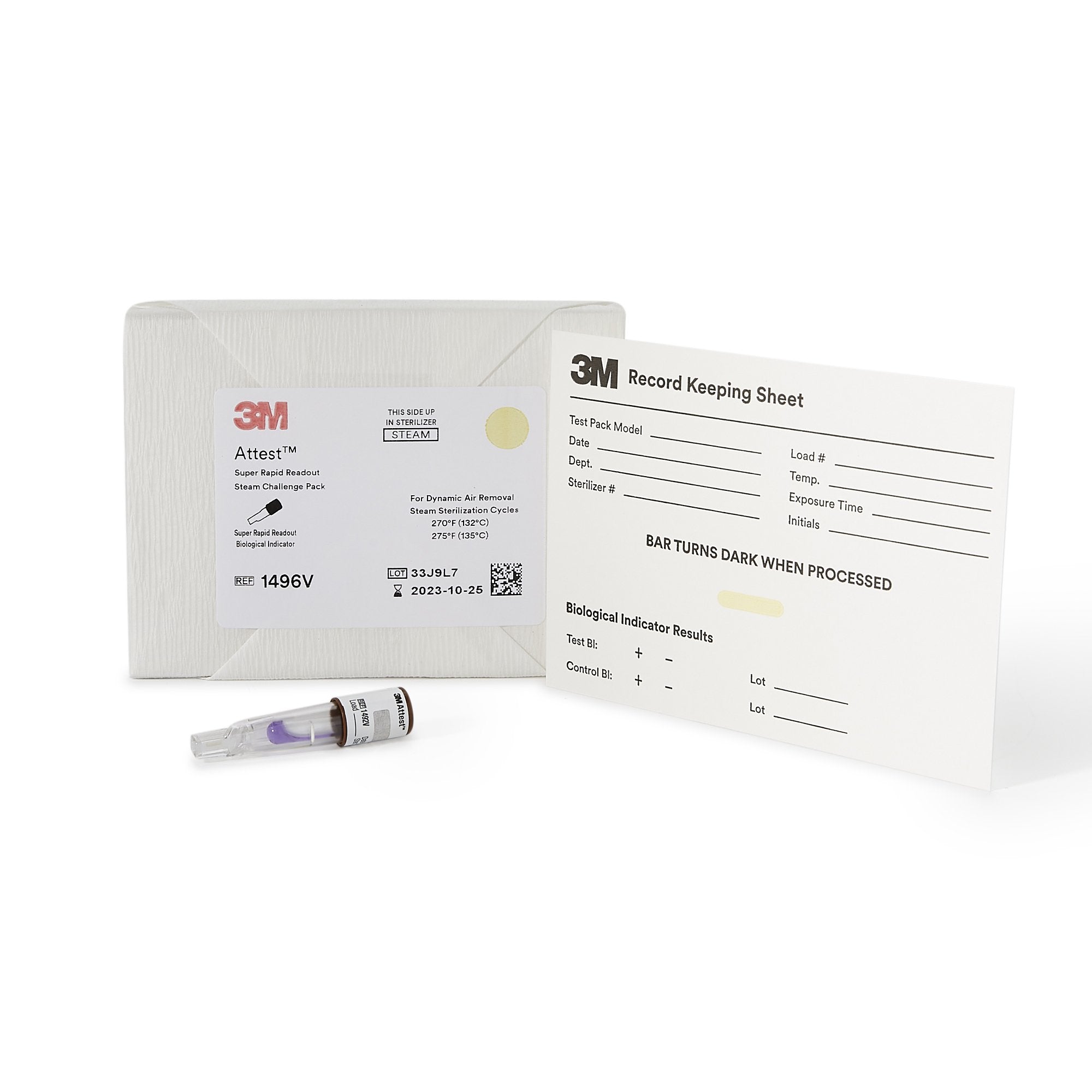 3M Attest Super Rapid Readout Sterilization Biological Indicator Challenge Pack-Attest Super Rapid Readout Sterilization Indicator Challenge Pack Steam