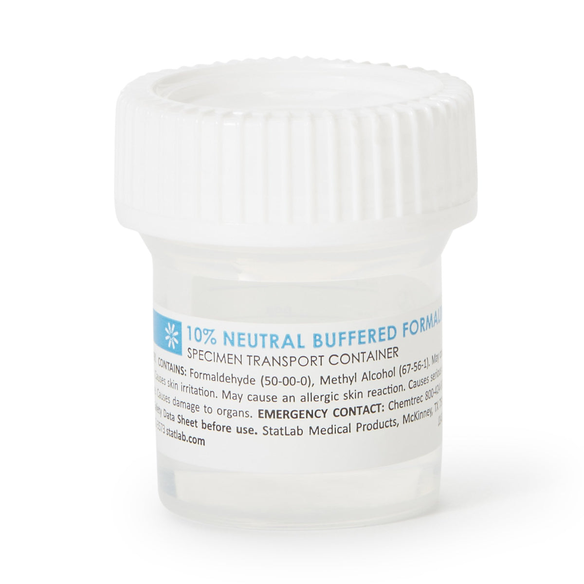 StatClick Prefilled Formalin Container, 10 mL Fill in 20 mL-Prefilled Formalin Container StatClick 10 mL Fill in 20 mL (0.67 oz.) Screw Cap Warning Label NonSterile