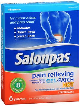 Salonpas Gel-Patch Hot Capsaicin / Menthol Topical Pain Relief-Topical Pain Relief Salonpas Gel-Patch Hot 0.025% - 1.25% Strength Capsaicin / Menthol Patch 6 per Box
