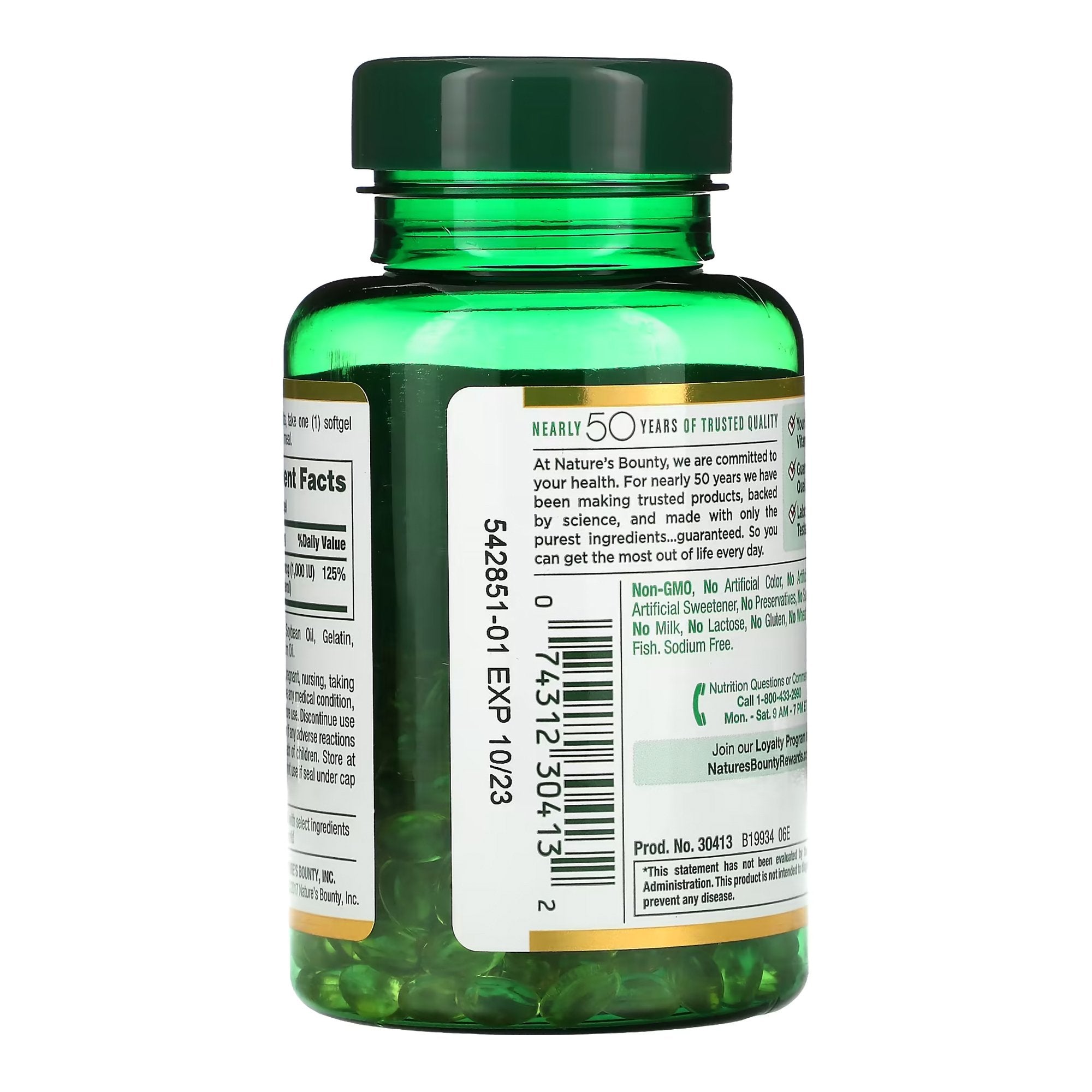 Nature's Bounty Vitamin D-3 Supplement Softgels-"Vitamin Supplement Nature's Bounty D3 1,000 IU Strength Softgel 350 per Bottle"