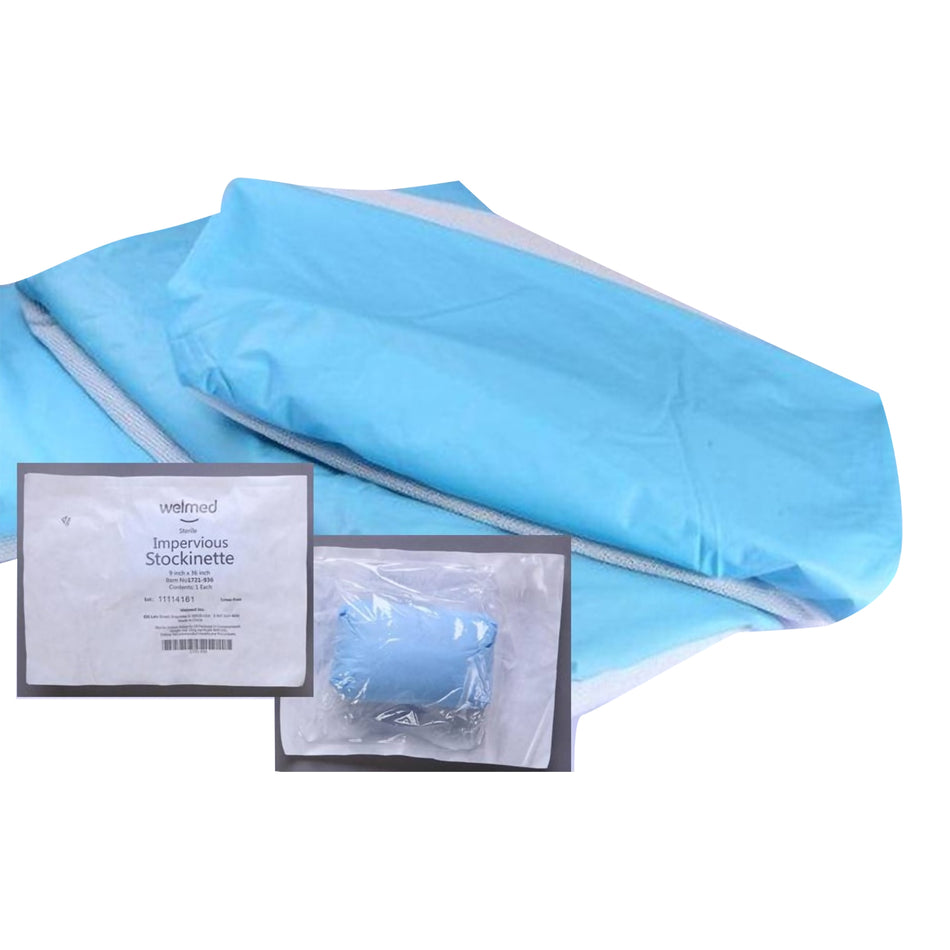 Welmed Surgical Stockinette, Blue / White, 12 x 48 Inch-Surgical Stockinette Impervious / Tubular 12 X 48 Inch Sterile