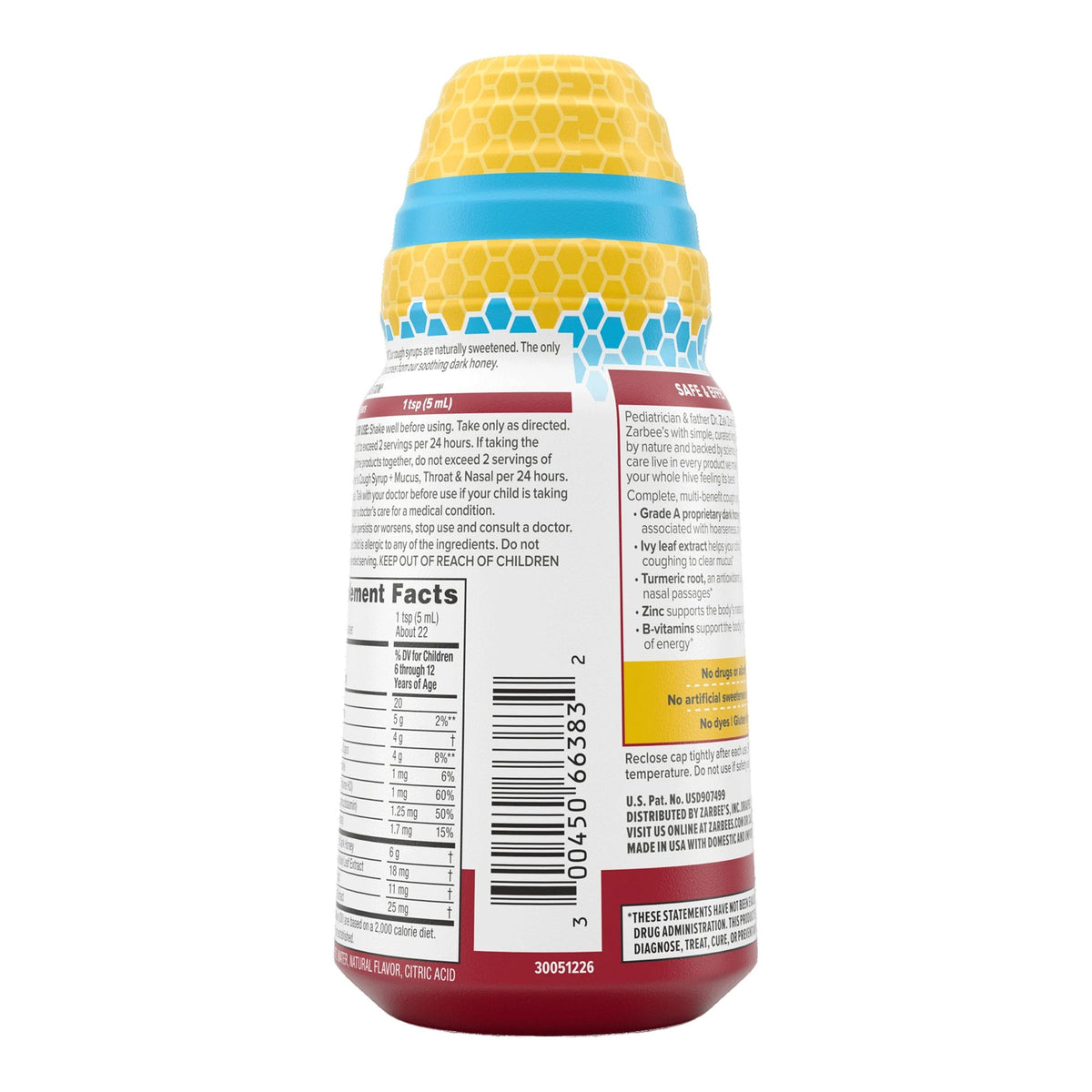 Zarbee's All-In-One Children's Daytime Cough Syrup + Mucus, Throat & Nasal, Natural Grape-"Children's Cold and Cough Relief Zarbee's All-in-One Daytime Cough Syrup+ Mucus, Throat & Nasal 6 g Strength Syrup 4 oz."